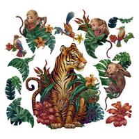 WANDAUFKLEBER 80x105cm - Dschungelsafari - Multicolor, Kunststoff (80/105/0.1cm) - Wallfluent