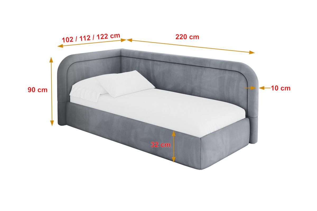 EINZELLBETT Jugendbett mit Bettkasten, Rechts - JOVY 80x200 Grau - Blaugrau, Holzwerkstoff/Textil (80/200cm) - ALTDECOR