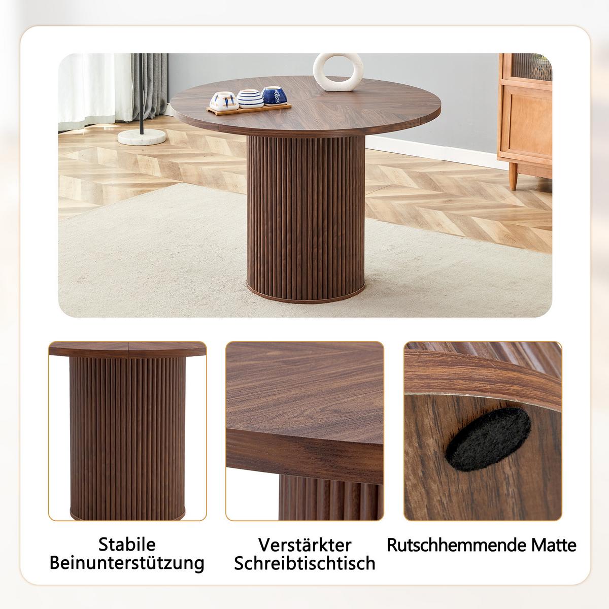 ESSTISCH rund walnuss optik säulenfuß 100cm - Walnussfarben, Holzwerkstoff (100/100/78cm) - Urban Meuble