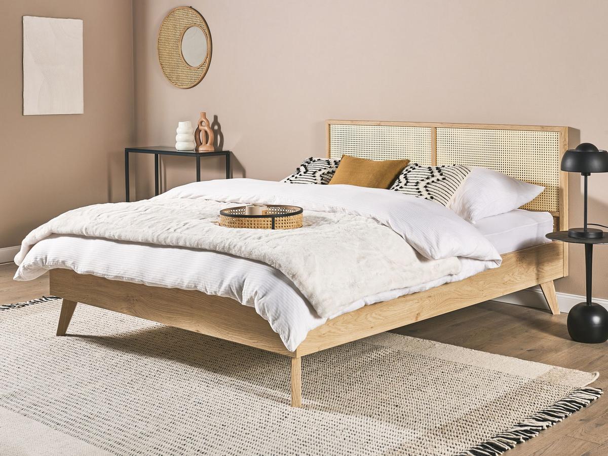 BETT 160/200cm Heller Holzfarbton Monpazier - Hellbraun, Naturmaterialen (160/200cm) - Beliani