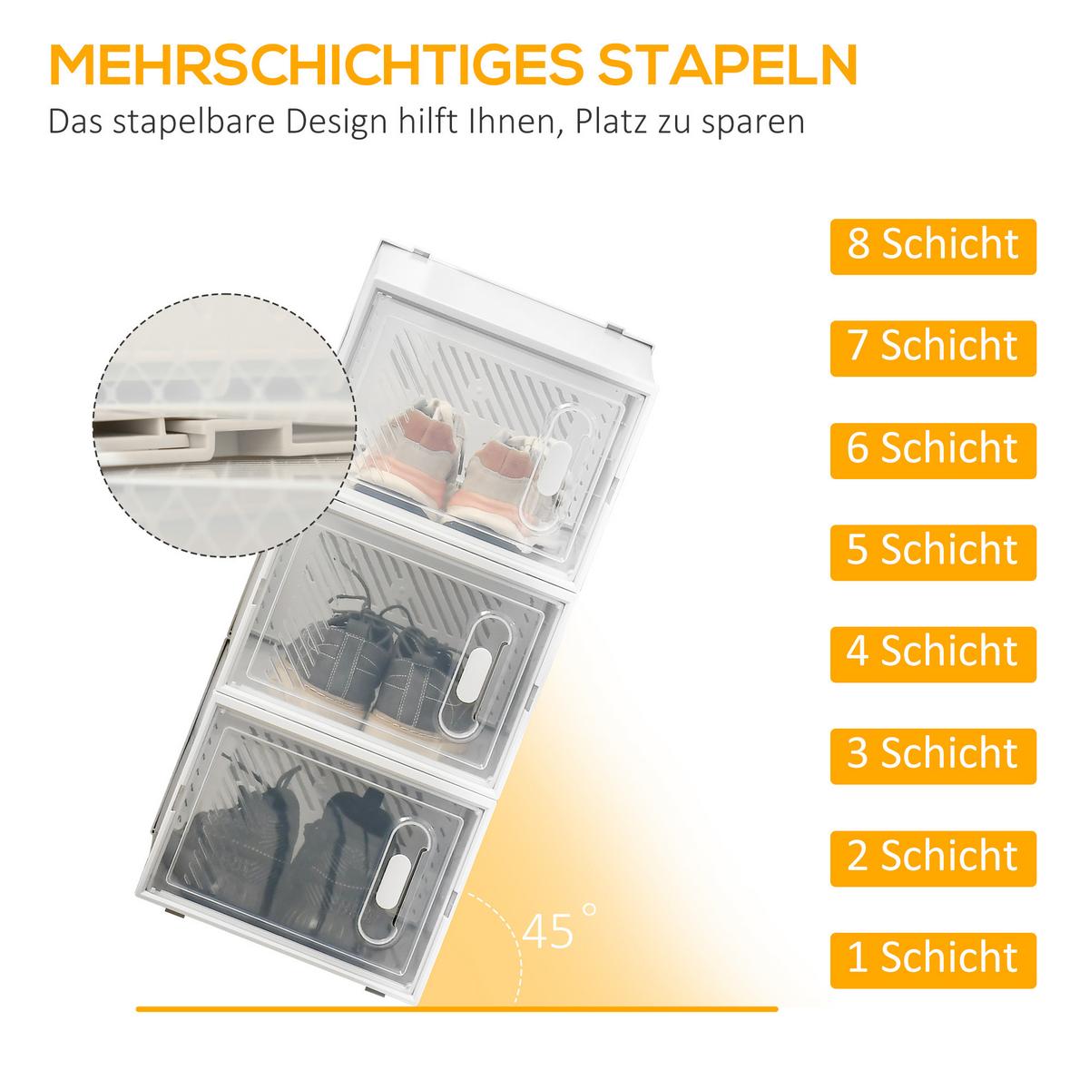 DIY-SCHUHSCHRANK 8er Set Kunststoff Transparent - Transparent, Kunststoff (36/21/28cm) - HOMCOM