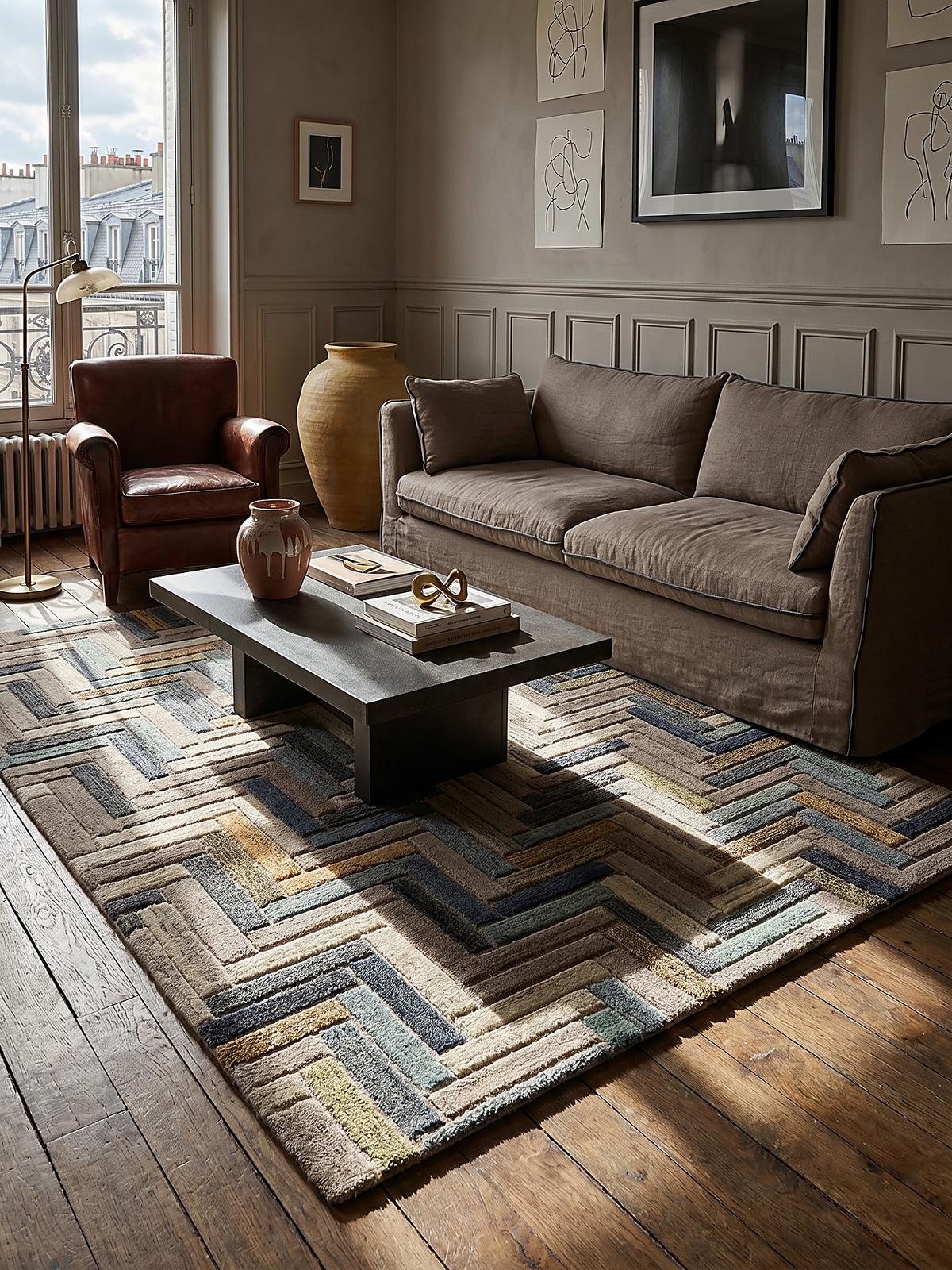 WOLLTEPPICH ESK, geometrisch, Florhöhe 10 mm, Blau-Bunt, 160 x 230 cm - Blau, Textil (230/160cm) - KADIMA DESIGN