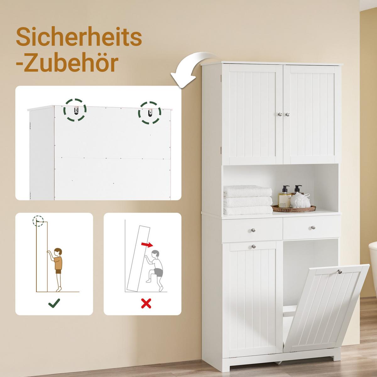 BADEZIMMERSCHRANK Weiß 78x38x181cm - Weiß, Holzwerkstoff (78/181/38cm) - SoBuy