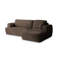 ECKSOFA SENTI P R-S Braun Kordstoff mit Schlaffunktion - Schwarz/Braun, Holz/Kunststoff (246/148cm) - MASSENO