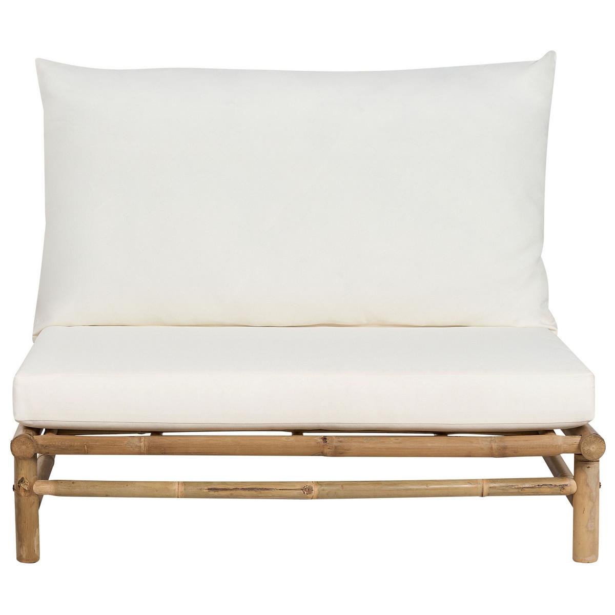 GARTENSESSEL 2er-Set Massivholz cremeweiß Todi - Hellbraun/Creme, Holz (102/74/85cm) - Beliani