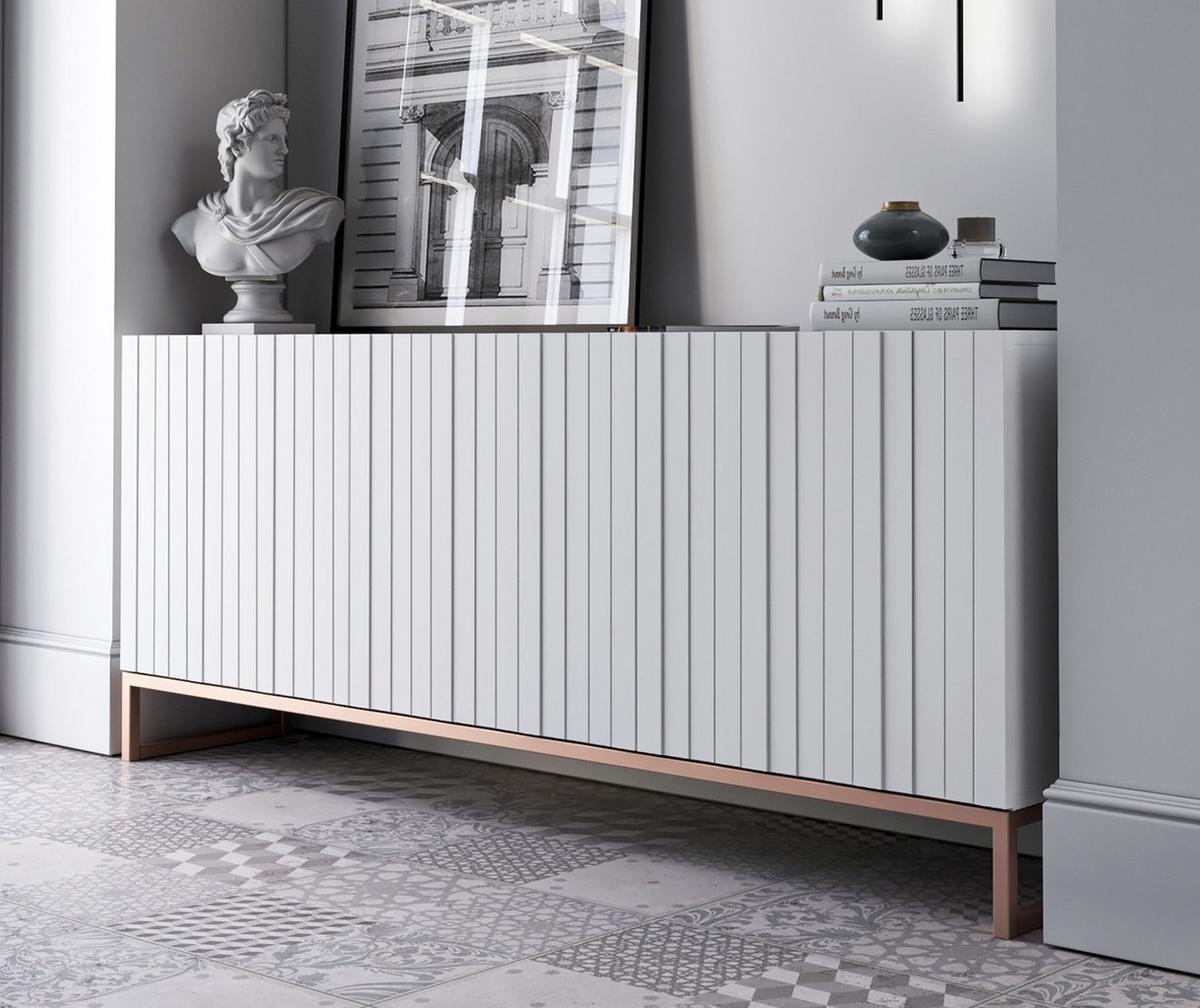 KOMMODE Elpis 3D Weiß Matt Glamour 168 cm - Weiß/Kupferfarben, Holzwerkstoff/Metall (168/72/36.5cm) - Meble Lindner