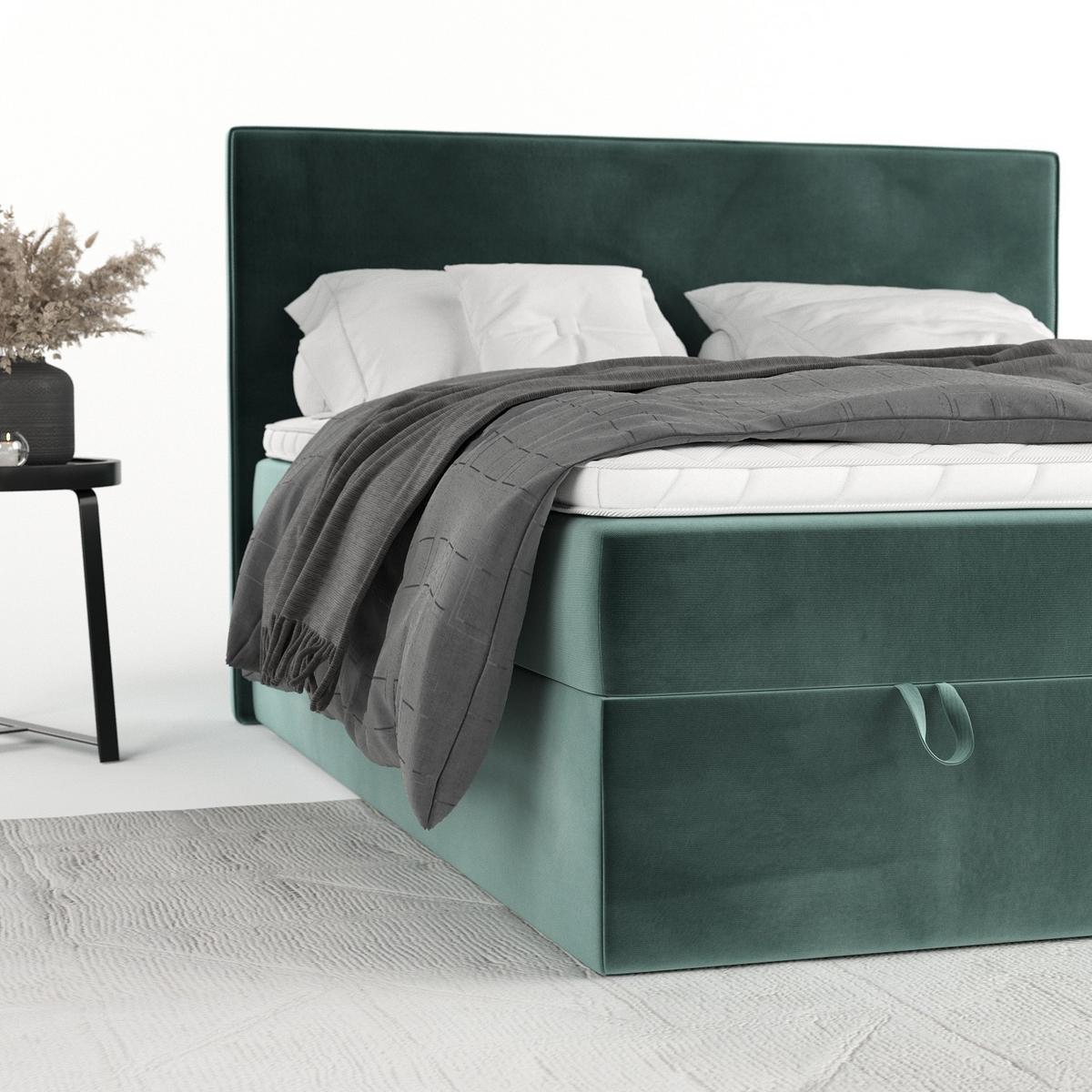 BOXBETT Velma 160/200 cm Türkis im Kronos Stoff - Türkis/Schwarz, Holz/Holzwerkstoff (160/200cm) - AltaBeds