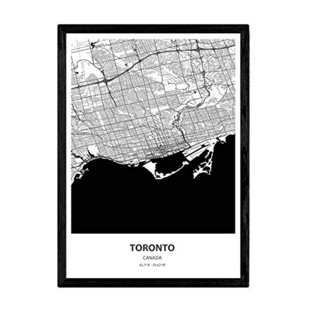 POSTER Toronto - Kanada A3 Schwarzer Rahmen - Schwarz, Papier (29.7/5/42cm) - Nacnic