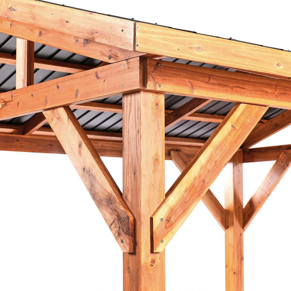 PAVILLON Tannenholz 296/350 cm Braun/Grau Secchia - Dunkelgrau/Braun, Holz (296/256/350cm) - Beliani