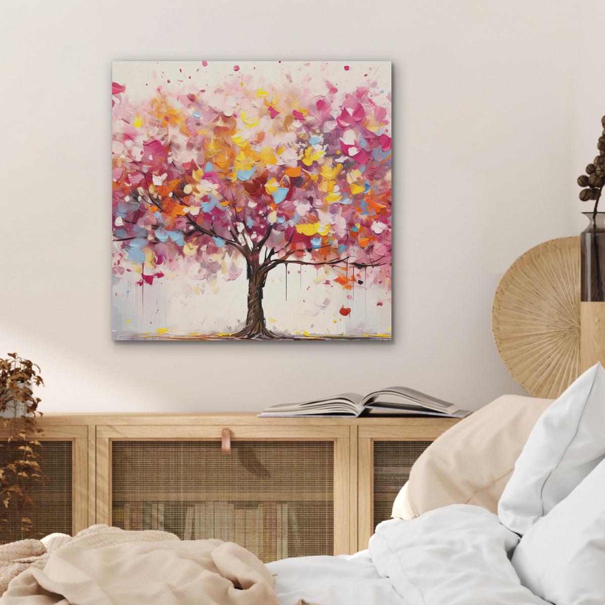 AKUSTIKBILD Aquarell - Baum - Kunst - Abstrakt Wandbilder 60x60 cm - Multicolor, Kunststoff (60/60/0.9cm) - MuchoWow