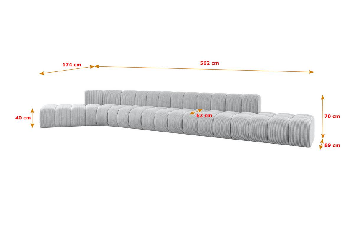 ECKSOFA modulares Sofa Solven-L3 - 562x174x70 cm Grau - Grau, Holzwerkstoff/Textil (562/174cm) - ALTDECOR