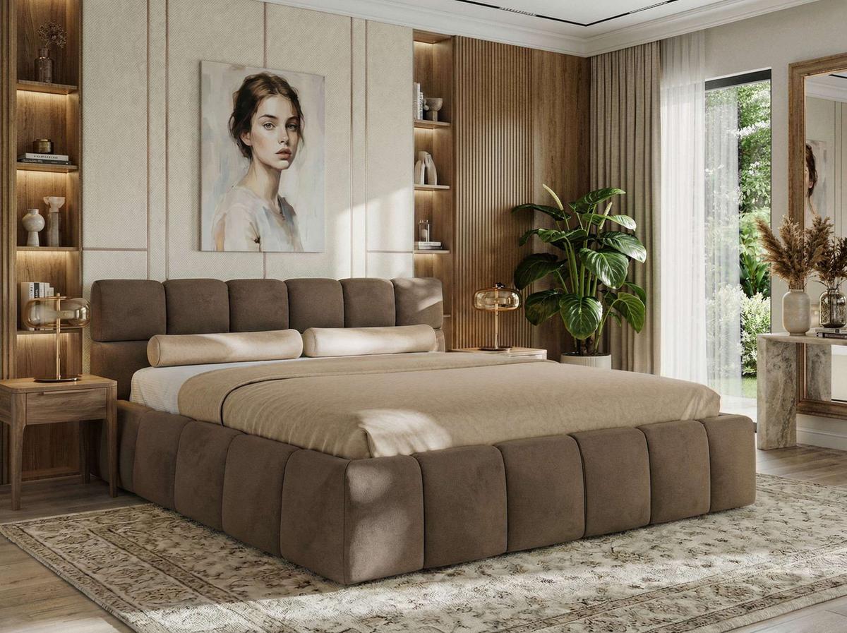 POLSTERBETT NIRA CLASSIC 200/200 - Braun Velvet - Multipocket-Matratze - Braun, Textil (200/200cm) - MKS
