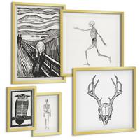 BILDER SET 5er Set - 50x50 cm & 20x30 cm & 40x60 cm Goldrahmen - Küchenaccessoires auf pflanzlicher Basis - Goldfarben, Kunststoff (40/60cm) - TULUP