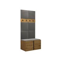 GARDEROBEN-SET Orion IV - Eiche Artisan/Grau, Holzwerkstoff/Kunststoff (84/186/46cm) - MIRJAN24