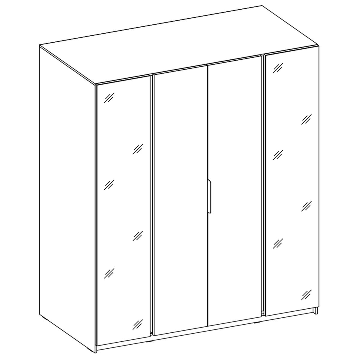 KLEIDERSCHRANK Nehir Schwarz/Eiche Evoke 200 cm - 4T Modern mit 2 Spiegeln außen - Eichefarben/Schwarz, Holzwerkstoff/Kunststoff (200/239/61.9cm) - AX Living