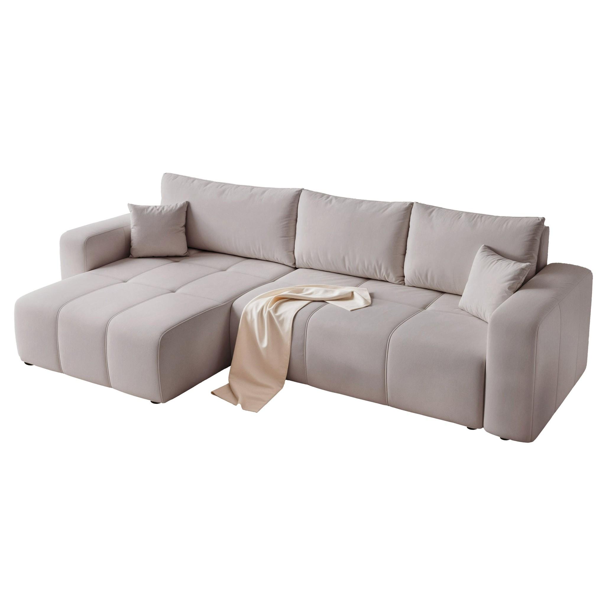 ECKSOFA Leros Xl Mit Schlaffunktion - Hellgrau, Holzwerkstoff/Textil (278/145cm) - Fun Möbel