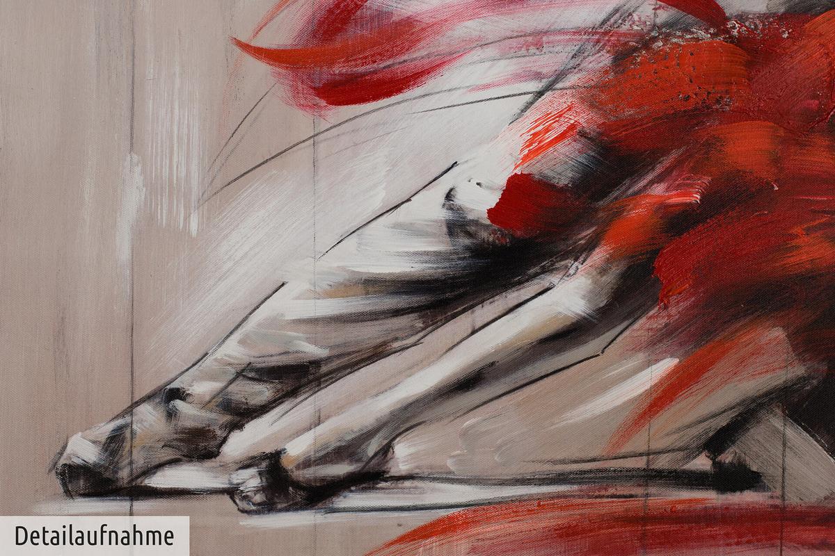 ACRYLBILD HANDGEMALT 90/60 cm - Rot, Holz/Textil (90/60cm) - KUNSTLOFT