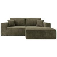 ECKSOFA Farese Mini mit Cordbezug Olivgrün, rechts - Schwarz/Olivgrün, Textil (167/240cm) - Selsey