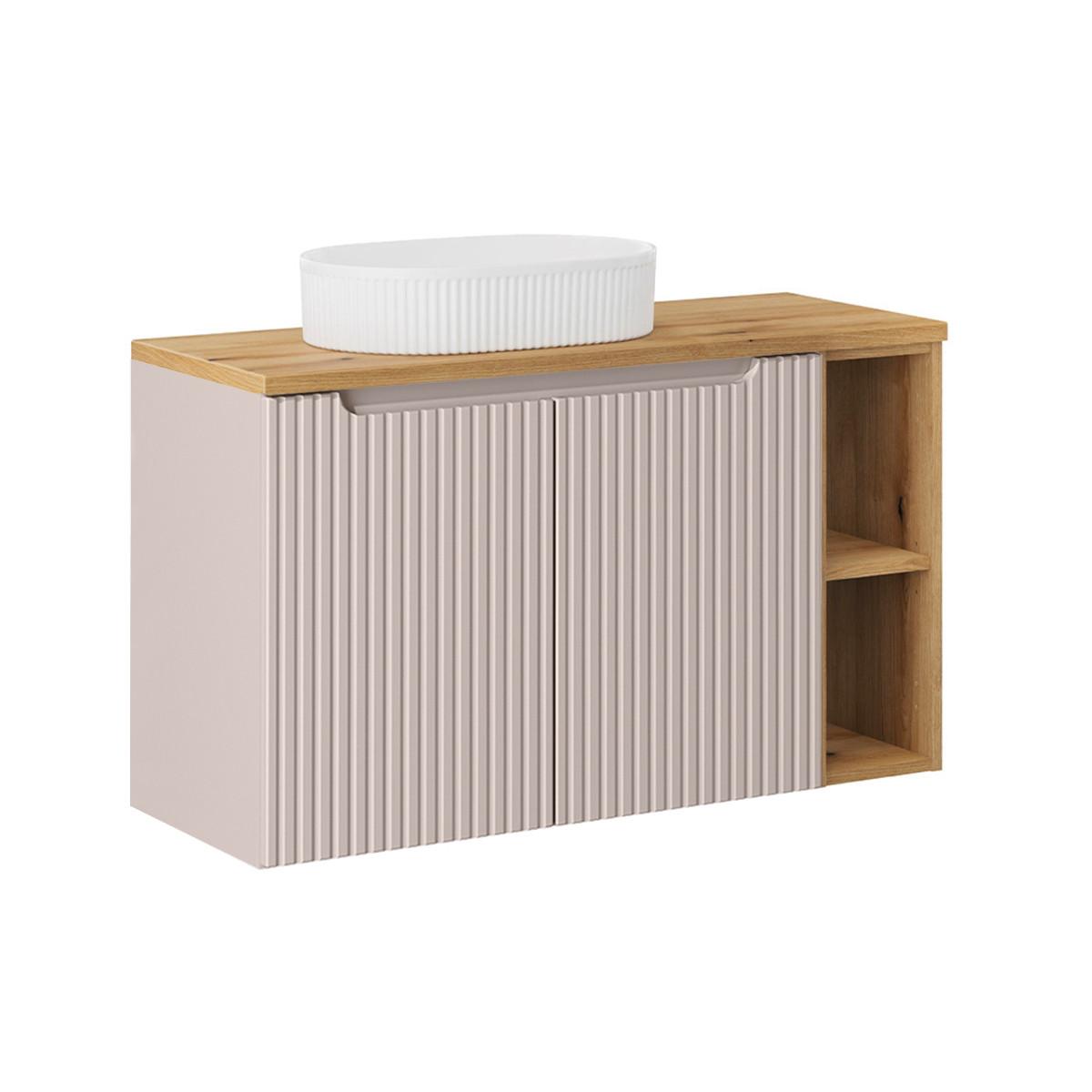 WASCHTISCH 100.4cm Riva Kaschmir und Holz - Beige, Holzwerkstoff (100.4/59.5/40cm) - Petits-meubles