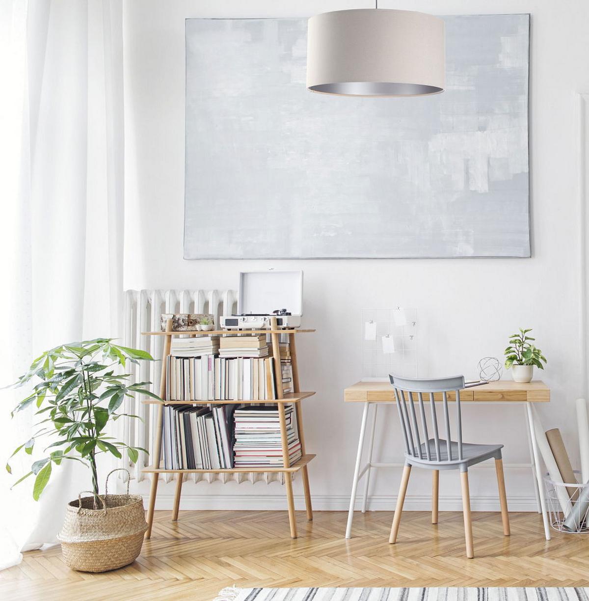 HÄNGELEUCHTE Silber 60/30 cm - Beige/Silberfarben, Kunststoff (60/1.1/30cm) - ONZENO