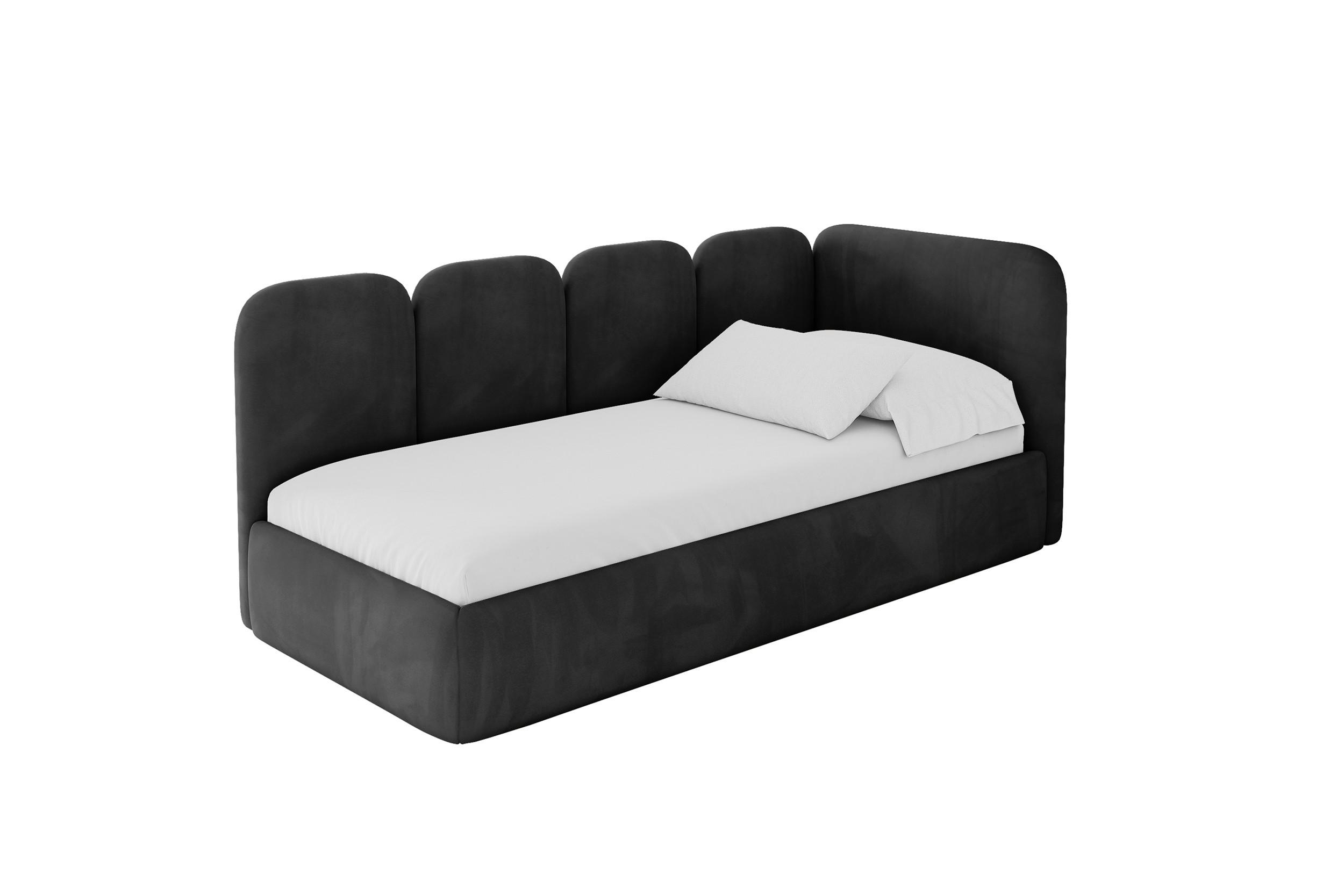 EINZELLBETT Jugendbett mit Bettkasten, Links - VELY 100x200 Schwarz - Schwarz, Holzwerkstoff/Textil (100/200cm) - ALTDECOR