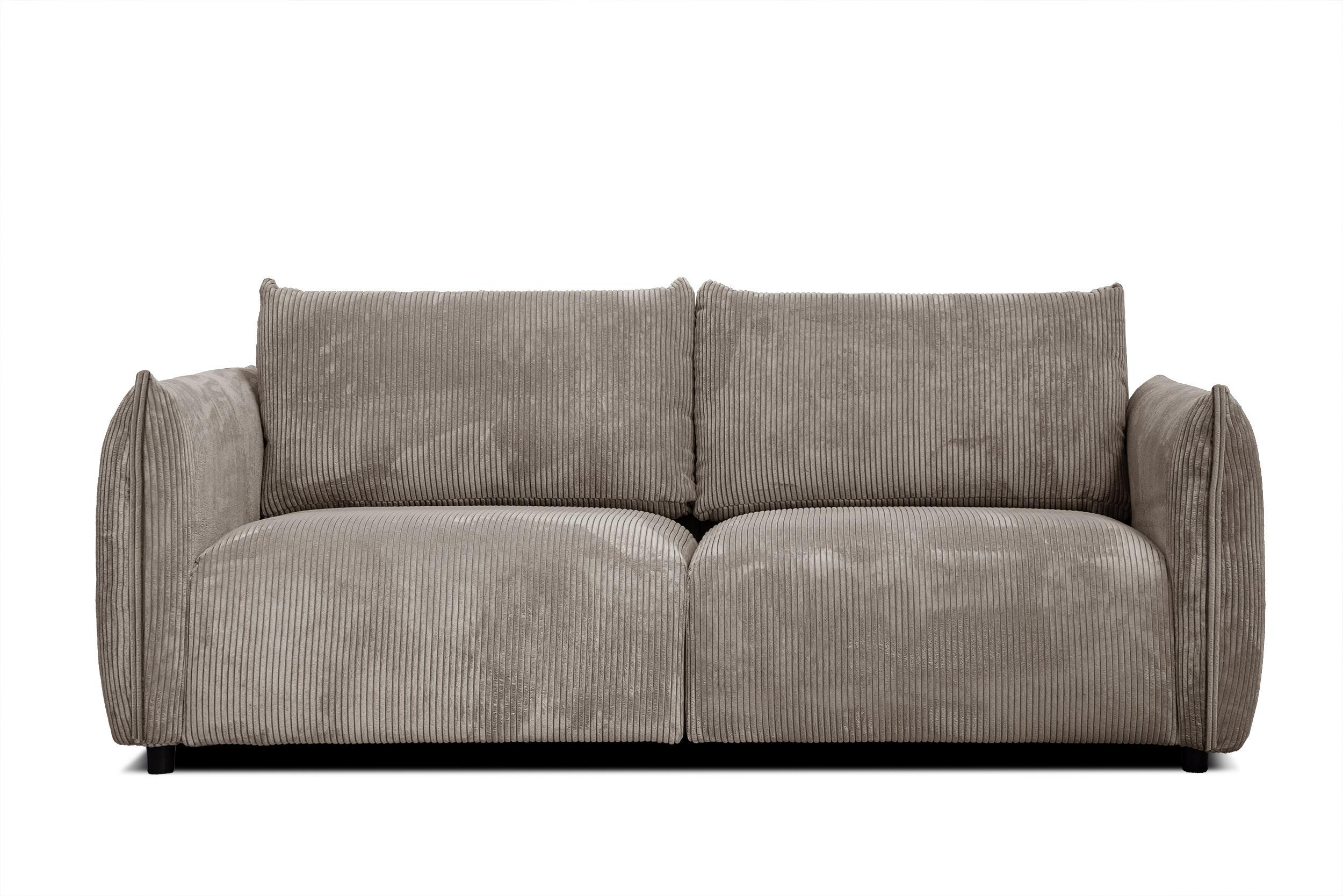 SOFA TAUER 3-Sitzer, taupe - Taupe/Schwarz, Holzwerkstoff/Kunststoff (112/84/206cm) - Wozimo