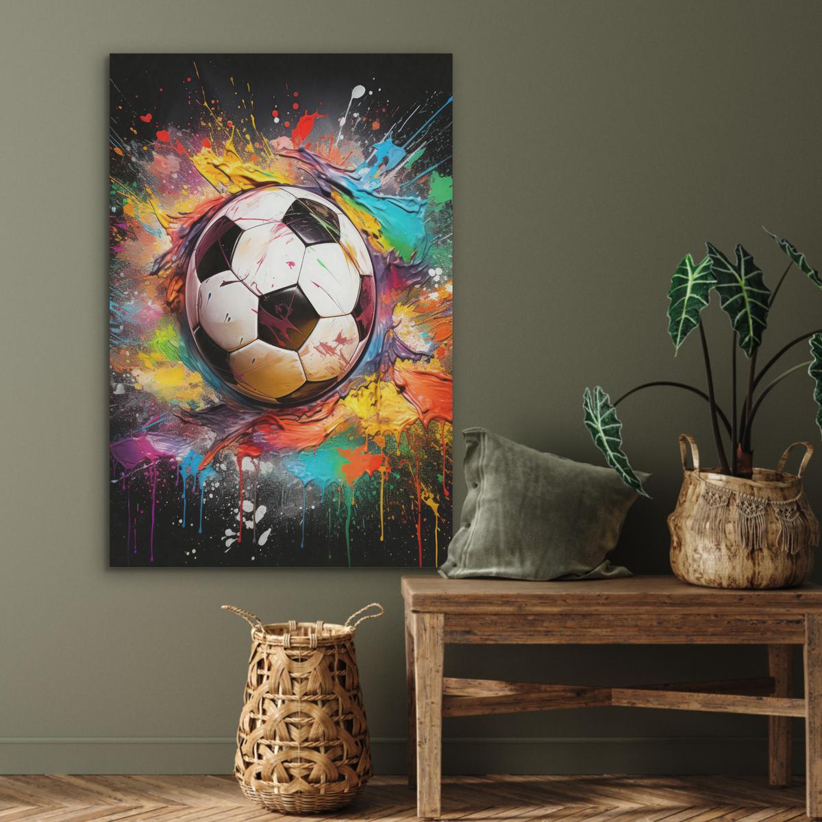 AKUSTIKBILD Fußball - Farbe - Farben - Schwarz - Weiß Wanddeko 70x100 cm - Weiß, Kunststoff (70/100/0.9cm) - MuchoWow