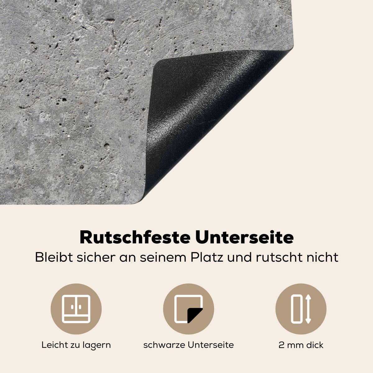 HERDABDECKPLATTE Beton - Schiefer - Grau - Struktur aus Beton Induktionsmatte 78x78 cm - Hellgrau, Kunststoff (78/78/0.2cm) - MuchoWow