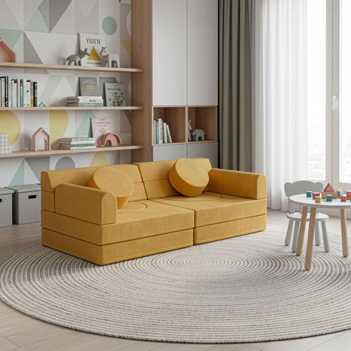 KINDERSOFA Kayo cord gelb - Gelb, Textil (150/50/75cm) - Juskys