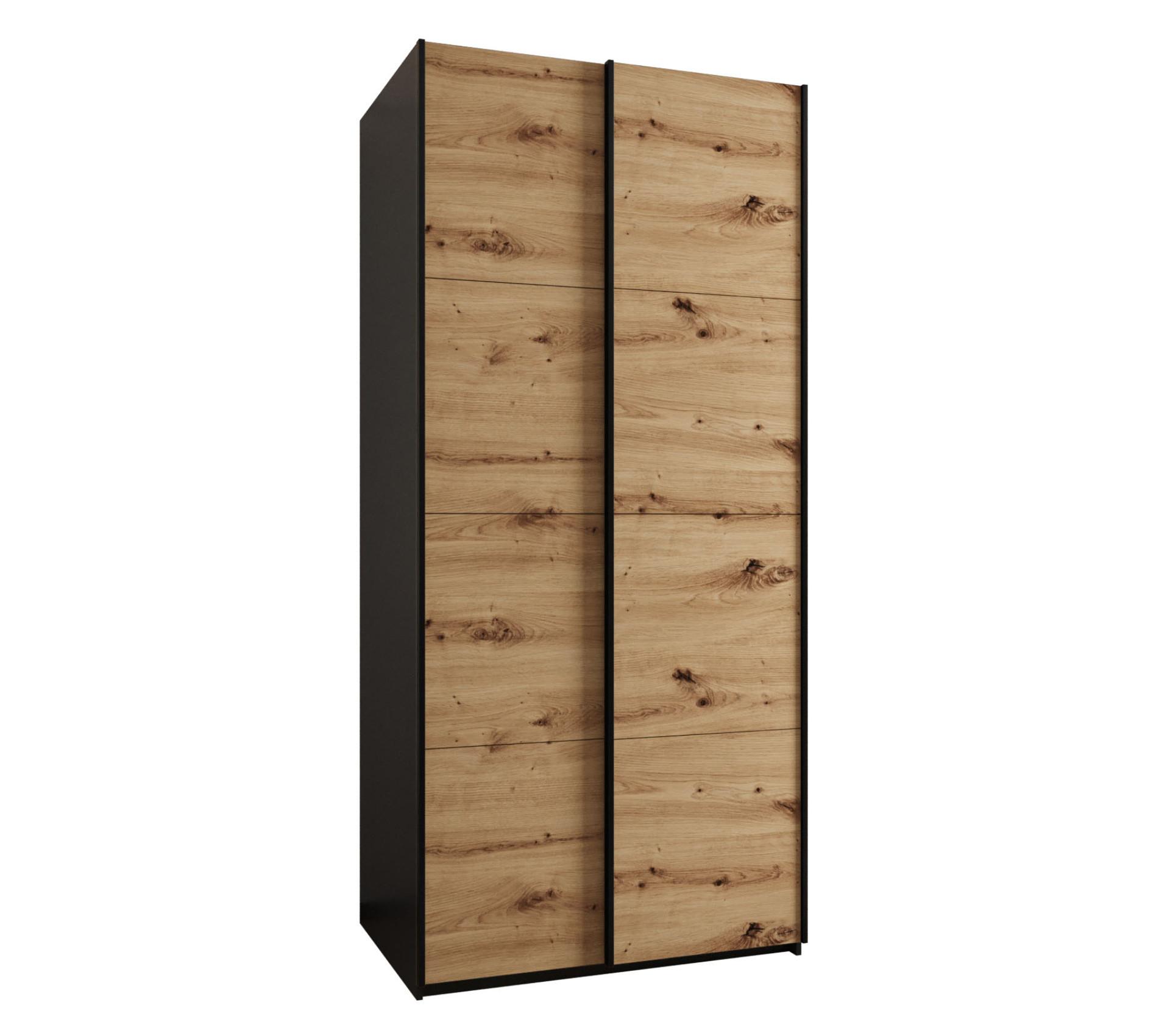 SCHWEBETÜRENSCHRANK 245,5/120/64 2-türig - Schwarz/Eiche Artisan, Holz/Metall (120/245/64cm) - Abiks Möbel