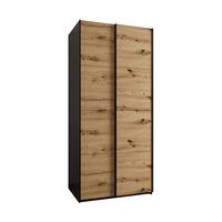SCHWEBETÜRENSCHRANK 245,5/120/64 2-türig - Schwarz/Eiche Artisan, Holz/Metall (120/245/64cm) - Abiks Möbel