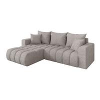ECKSOFA mit Schlaffunktion Ottomane Links MILA-L-v1 277x195x86 Hellgrau Velours - Hellgrau/Schwarz, Holzwerkstoff/Kunststoff (277/194cm) - ALTDECOR