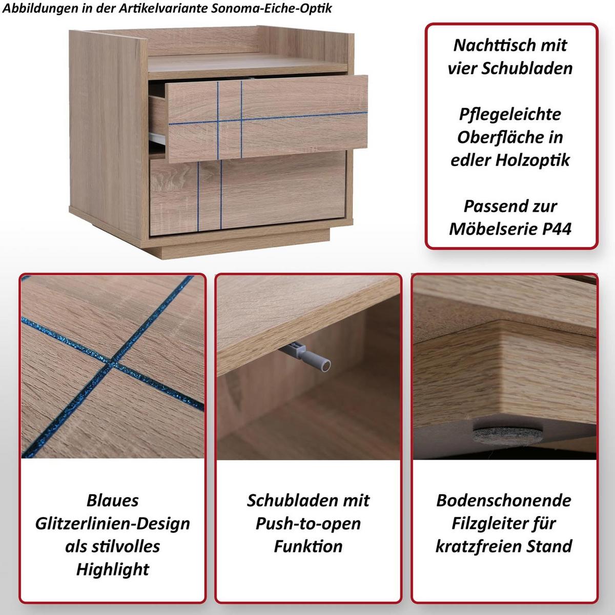 NACHTTISCH eckig Beige - Beige, Holz (48/43/41cm) - MCW