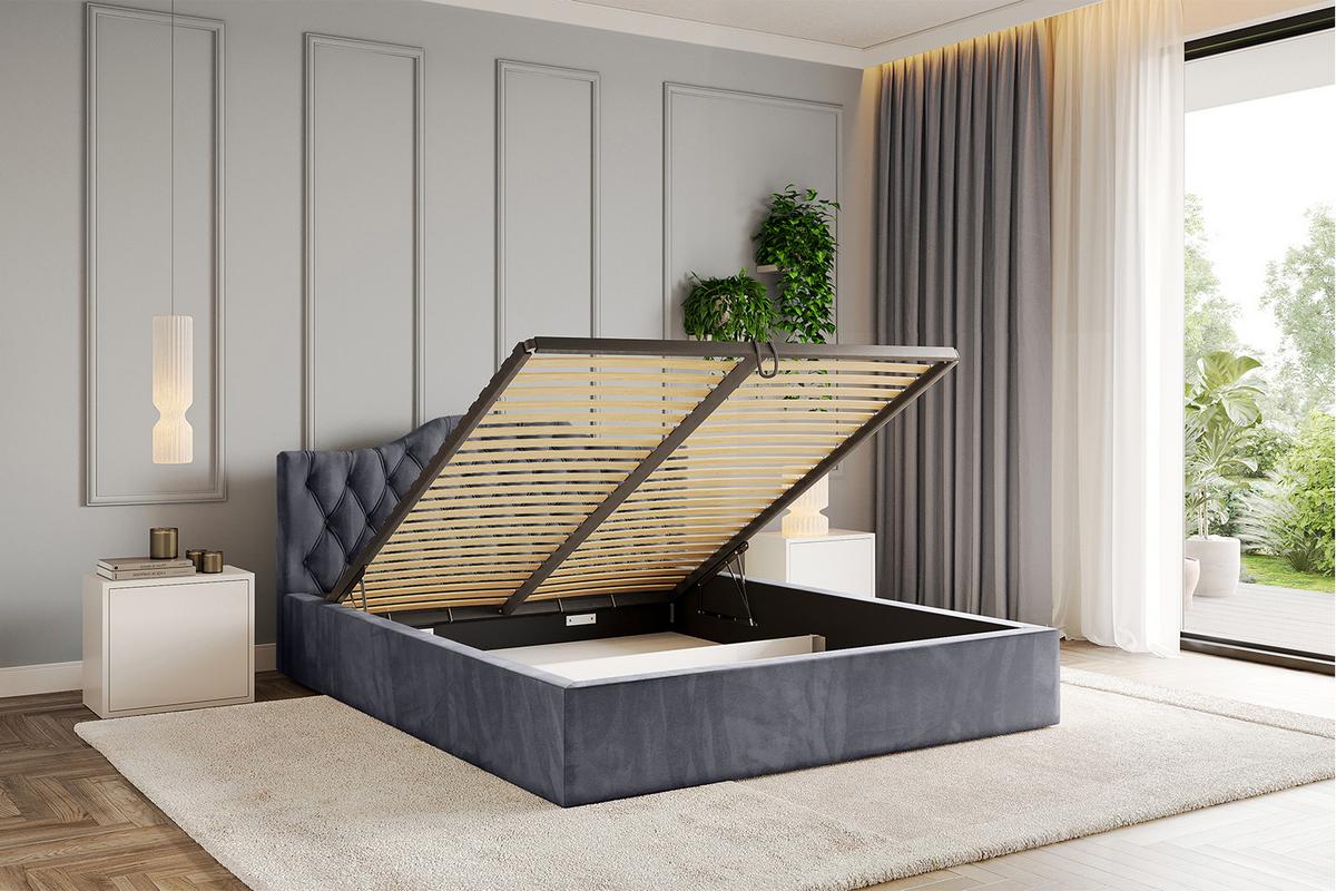 POLSTERBETT mit Bettkasten und Lattenrost, Boxbett ohne Matratze - FALIO-V1 120x200 Dunkelgrau - Dunkelgrau, Holzwerkstoff/Textil (120/200cm) - ALTDECOR