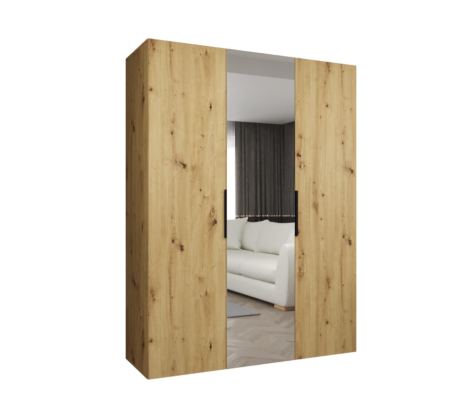 DREHTÜRENSCHRANK 202/150/52 3-türig - Kaschmir/Schwarz, Holz (150/202/52cm) - MÖBEL KRYSPOL
