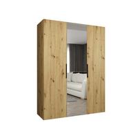 DREHTÜRENSCHRANK 202/150/52 3-türig - Kaschmir/Schwarz, Holz (150/202/52cm) - MÖBEL KRYSPOL