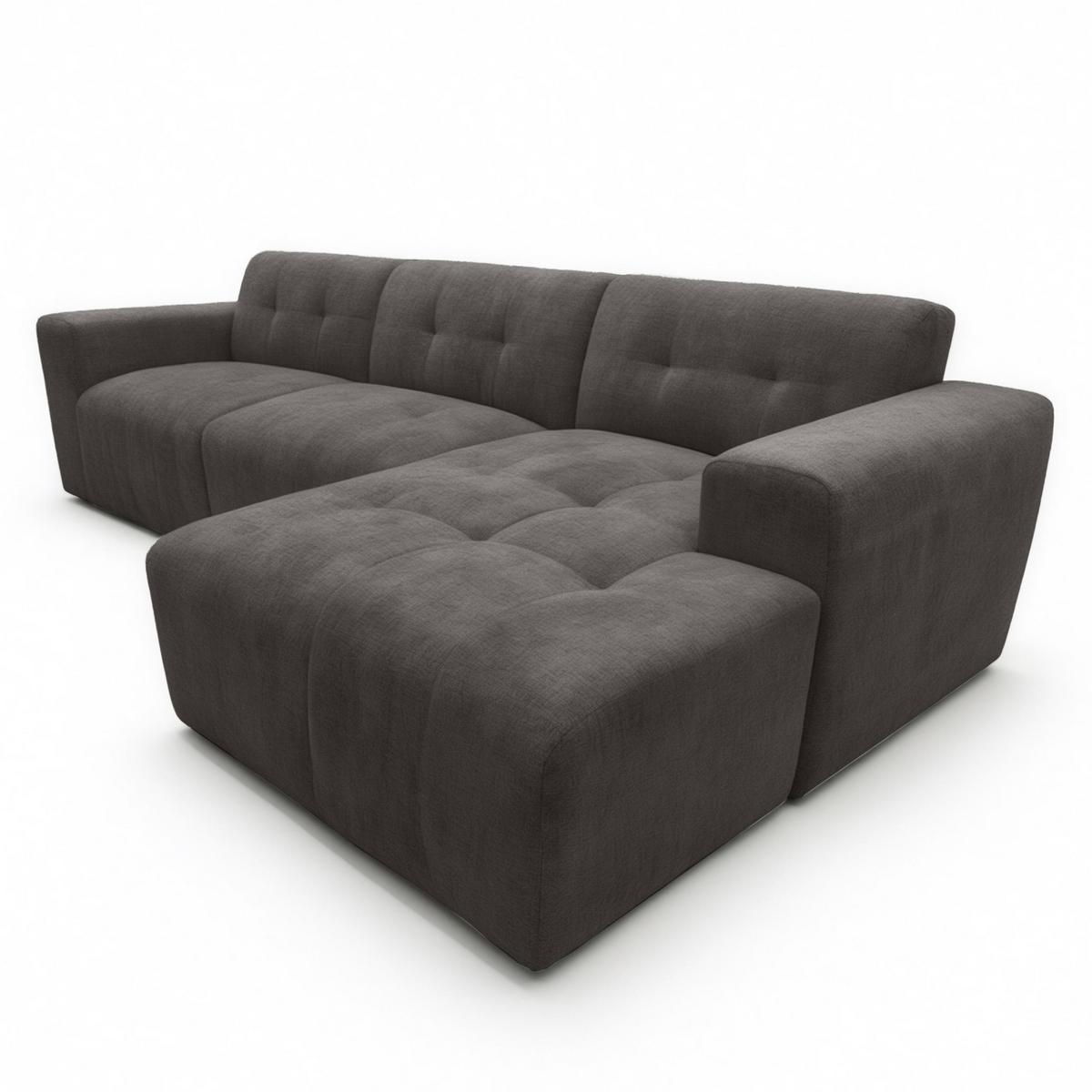 ECKSOFA L Form Corlu Dunkelgrau 310/165/78 cm – stilvolle kleine Eckcouch Rechts - Dunkelgrau/Schwarz, Kunststoff/Textil (165/310cm) - AX Living