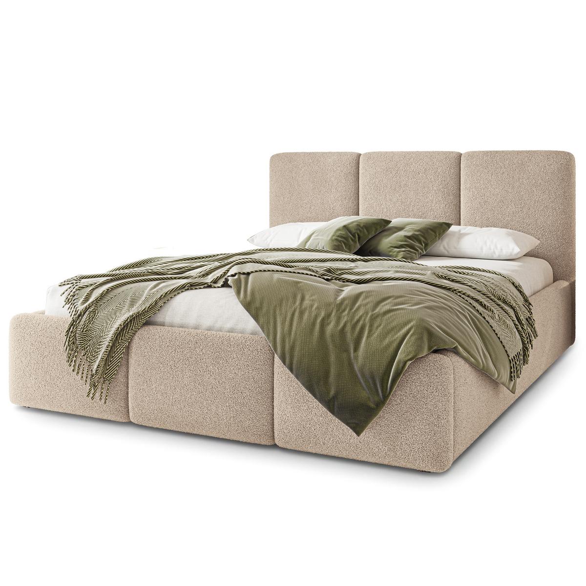 POLSTERBETT MORENA Q 160x200 cm mit Bettkästen - Beige - Beige, Holz (160/200cm) - MASSENO