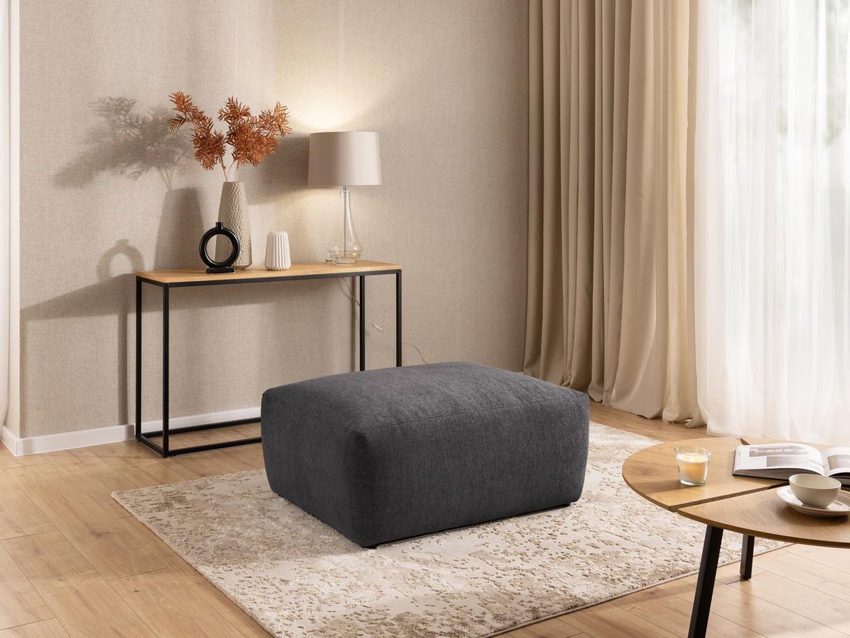 HOCKER Lennon aus Graphit Strukturstoff mit vielseitiger Nutzung - Graphitfarben/Schwarz, Holz/Kunststoff (102/42/76cm) - S-Style