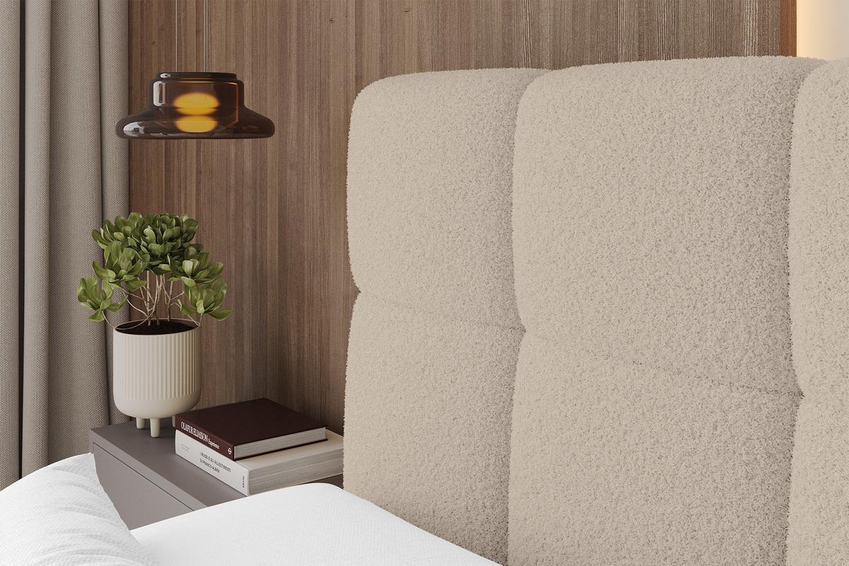 BOXBETT mit Matratze H3/H4 - FAMA-Z KING - 120x200 cm Dunkelbeige Quelle - Creme, Holzwerkstoff (120/200cm) - ALTDECOR
