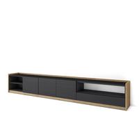 LOWBOARD, Schwarz Eiche, 310/37/50cm - Schwarz, Holzwerkstoff (310/50/37cm) - Skraut Home