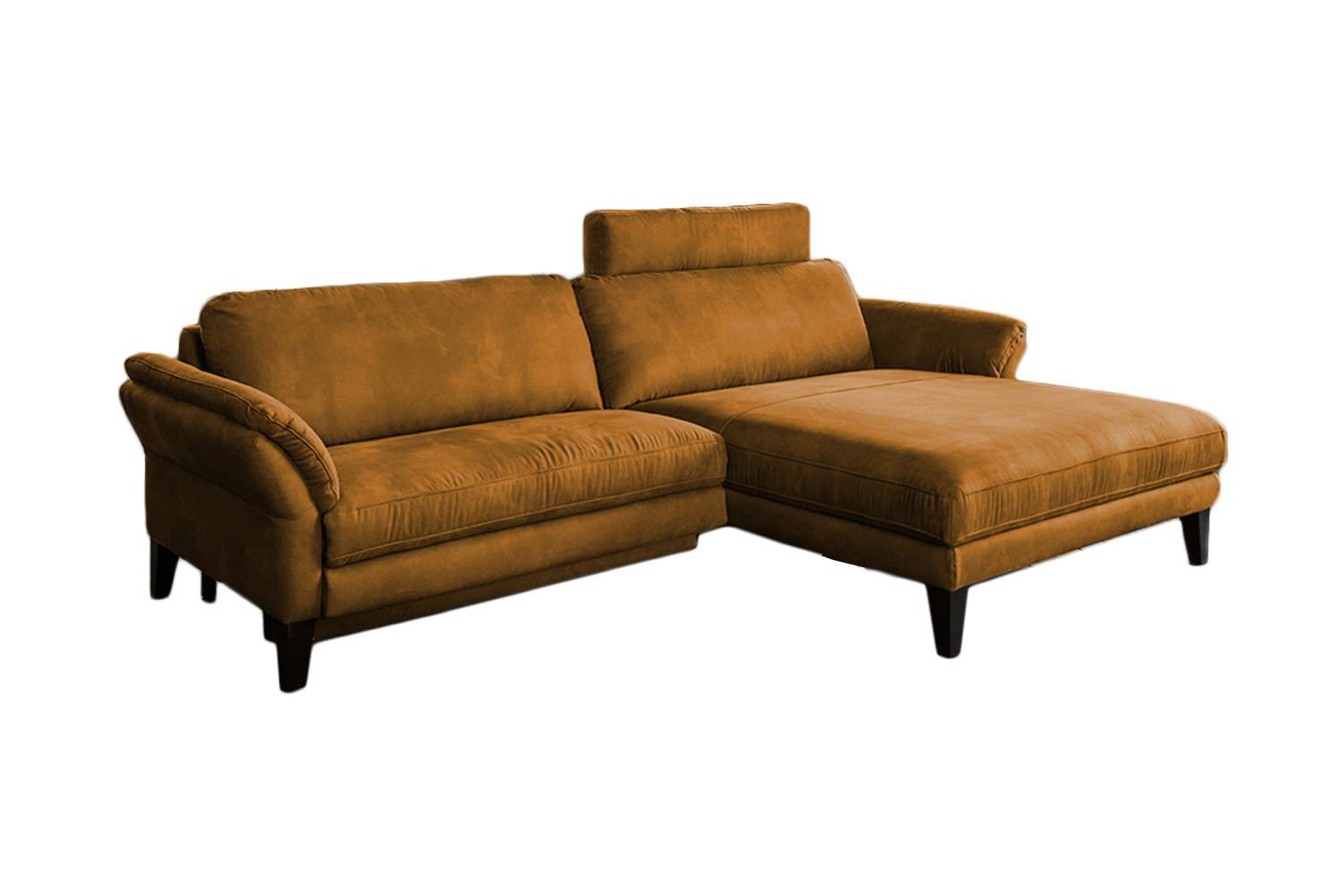 ECKSOFA MALTA Rotbraun Webstoff - Rotbraun/Cognac, Buchenholz/Textil (302/175cm) - KAWOLA