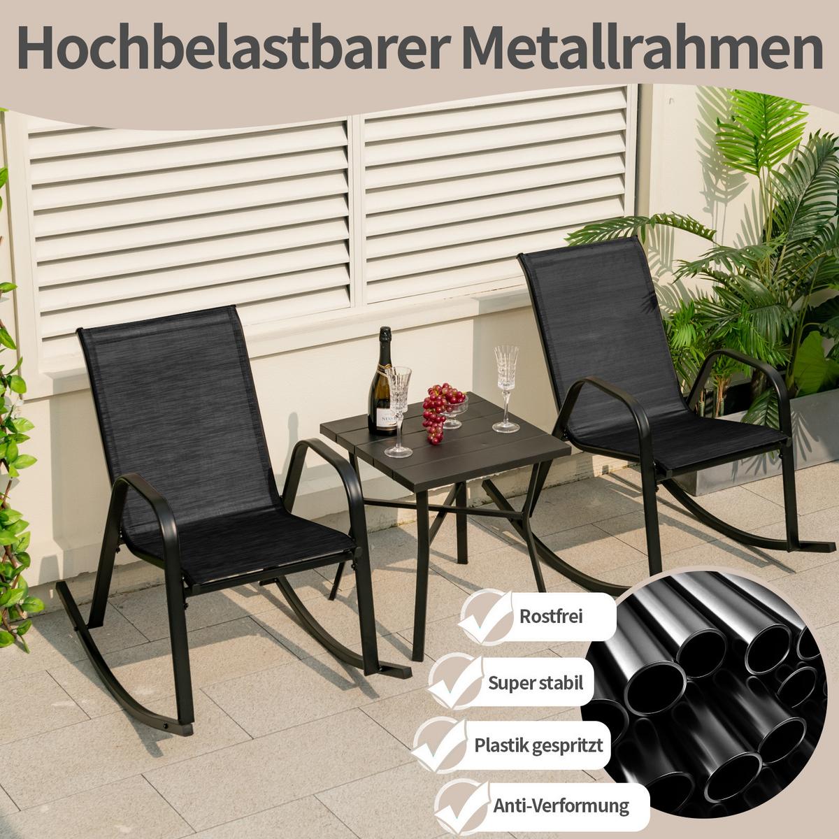 SCHAUKELSTUHL Schwarz(2er-Set) - Schwarz, Metall (91/86/62cm) - COSTWAY
