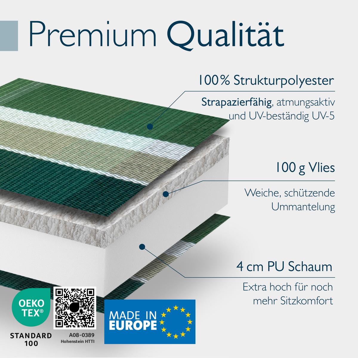 HOCHLEHNER Sun-HL 119x50x8cm Grün-Kariert (7tlg) - Dunkelgrün, Textil (50/120cm) - Beautissu 