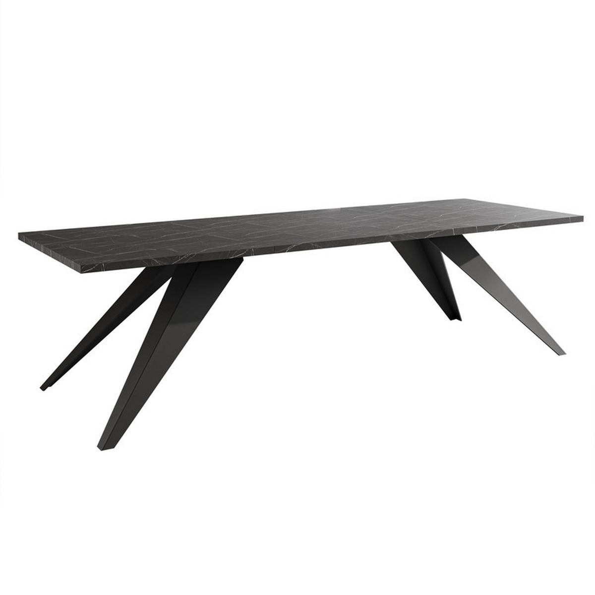 AUSZIEHTISCH XANDRO 160/90/76 cm mit Metallgestell, Schwarz / Grigia Pietra - Schwarz/Grau, Holzwerkstoff/Metall (90/160/76cm) - Idohome