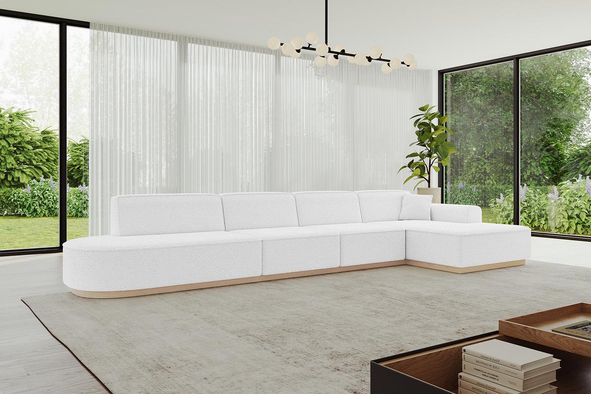 ECKSOFA Ottomane Rechts IREA-L3 - 412x165x80 cm Weiß - Weiß, Holzwerkstoff/Textil (412/165cm) - ALTDECOR