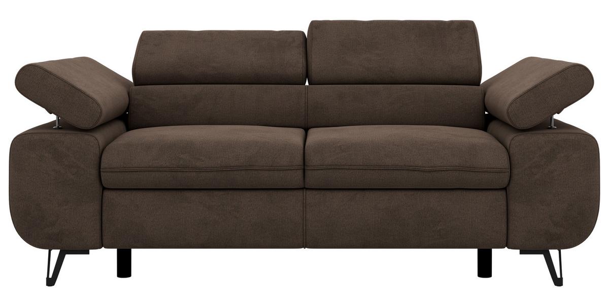 2-SITZER SOFA PETER - Braun Velvet - Schwarz/Braun, Textil/Metall (200/76/99cm) - MKS