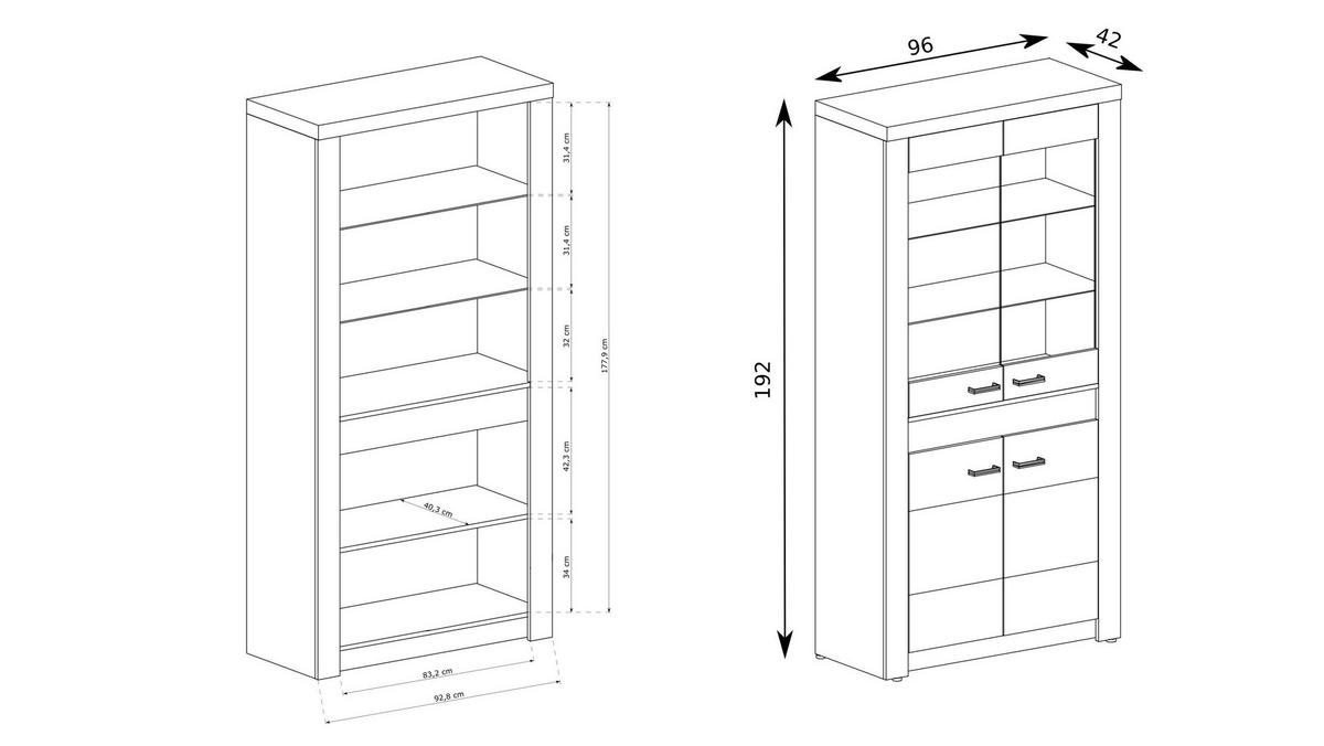 VITRINE ZERI 192 / 96 cm in Braun - Braun, Holzwerkstoff (96/192/42cm) - MASSENO