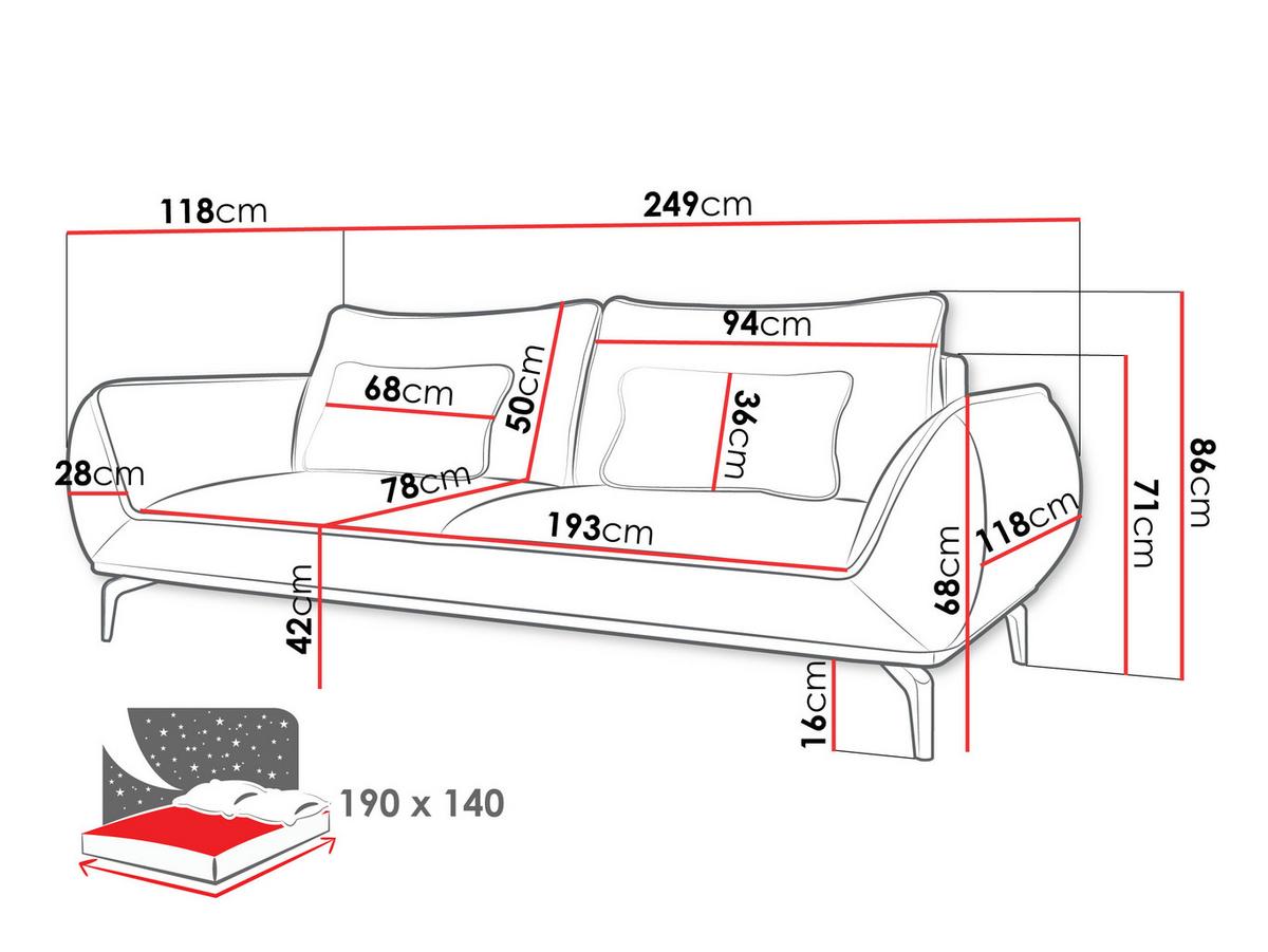SCHLAFSOFA Cavo 3R - Beige/Schwarz, Holz/Textil (249/86/118cm) - MIRJAN24