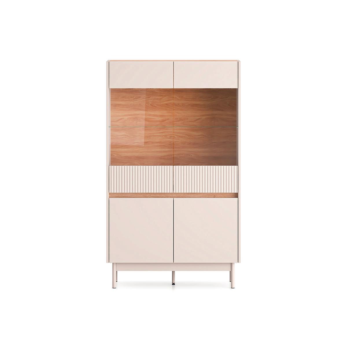 VITRINE Connie Kaschmir und Holz - Kaschmir, Holzwerkstoff (91.9/155.8/40cm) - Petits-meubles
